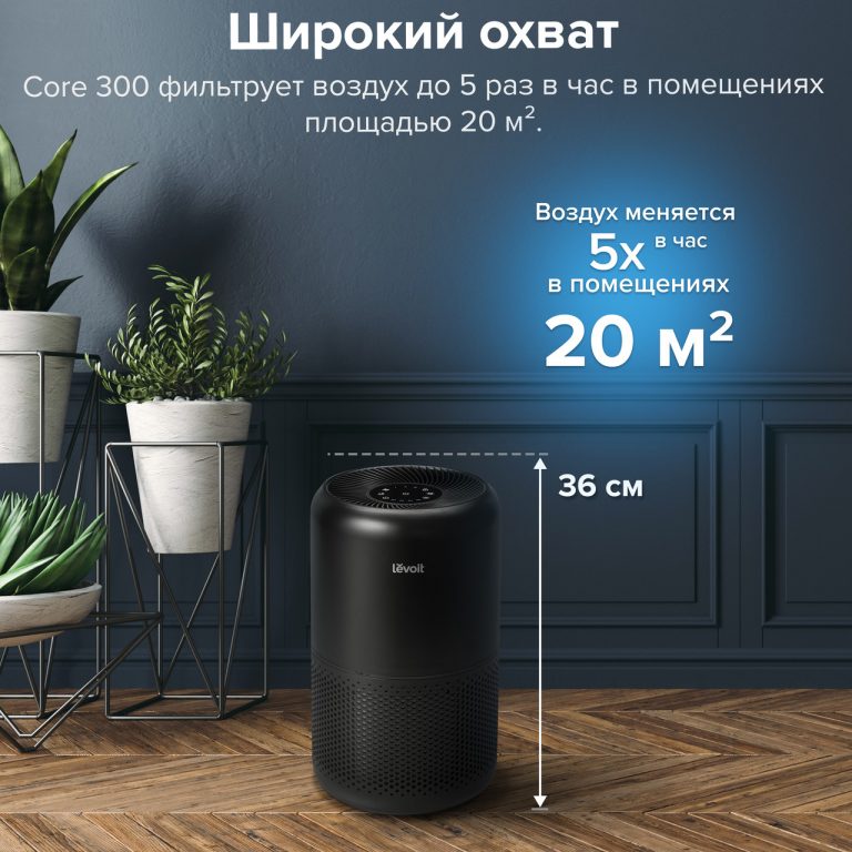 Очищувач повітря levoit CORE 300 Black, 40 м², 187 м³/год, справжній HEPA-фільтр 3 в 1, активоване вугілля, датчик стану фільтра, автоматичний режим, сенсорний екран панелі керування