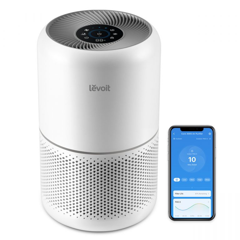 Очищувач повітря Smart Levoit Core 300S, 50 м², 240 м³/год, Wi-Fi, справжній HEPA-фільтр 3 в 1, активоване вугілля, датчик якості повітря, автоматичний режим, сенсорний екран панелі керування, Білий