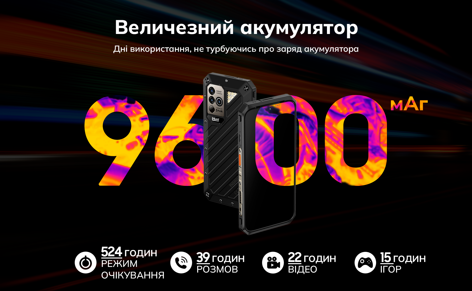 Протиударний cмартфон iHunt Titan Thermal Tactics FLIR - 17/256 Гб, 9600 мАг, тепловізор