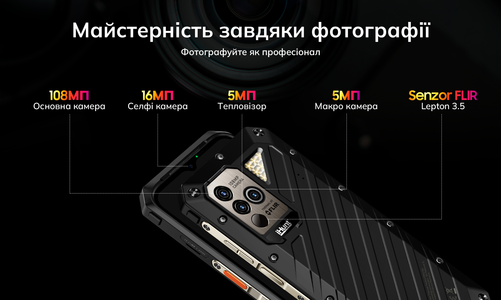 Протиударний cмартфон iHunt Titan Thermal Tactics FLIR - 17/256 Гб, 9600 мАг, тепловізор
