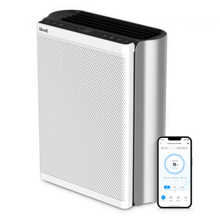 Очищувач повітря Levoit VeSync EverestAir Smart, 130 м², 612 м³/год, дистанційне керування - WI-FI, справжній HEPA-фільтр 3 в 1, активоване вугілля, датчик якості повітря, автоматичний режим, сенсорний екран панелі керування