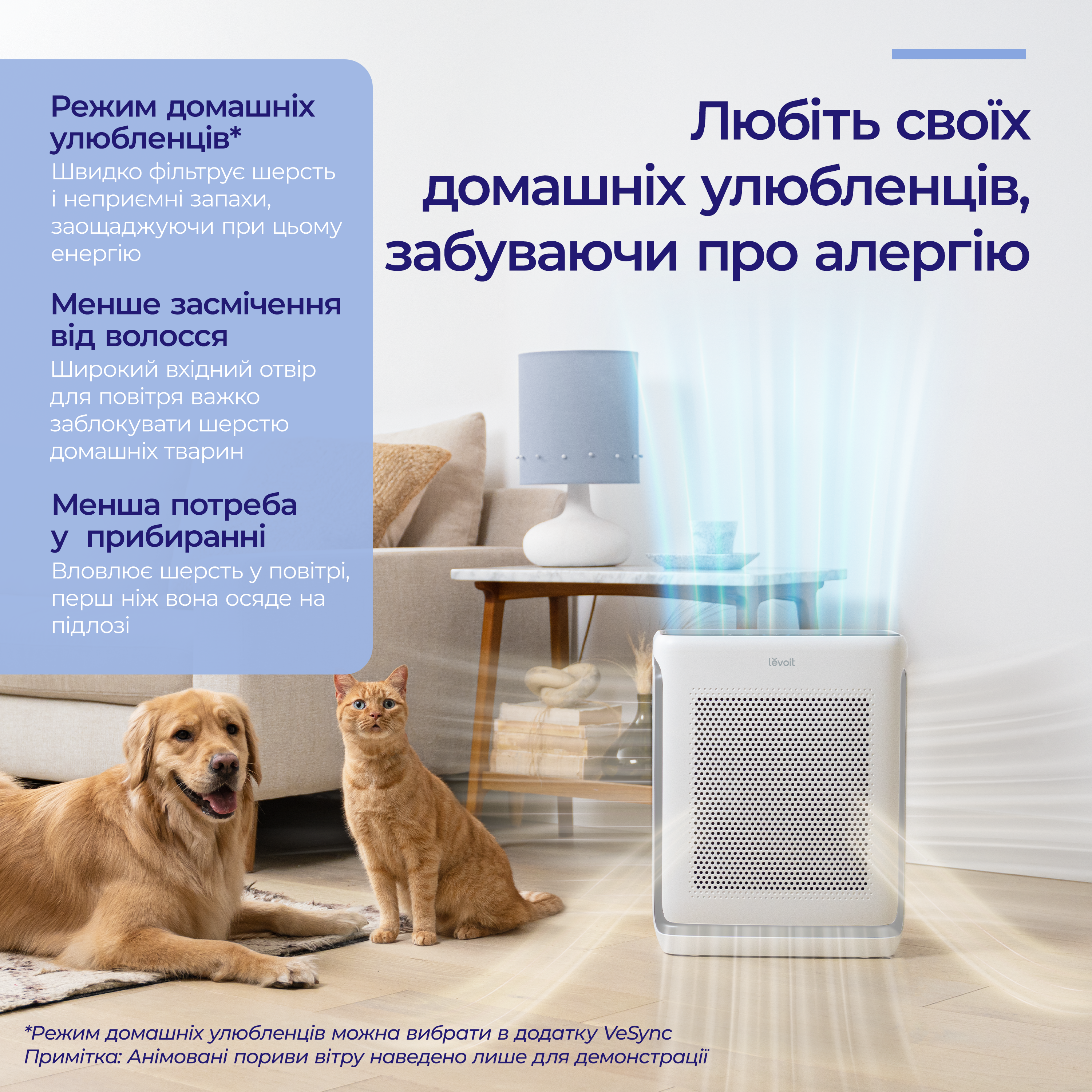 Очисник Levoit Vital 200S Pro Smart, 88 м², 416 м³/год, Wi-FI, справжній HEPA-фільтр 3 в 1, активоване вугілля, датчик якості повітря, автоматичний режим, сенсорний екран панелі керування