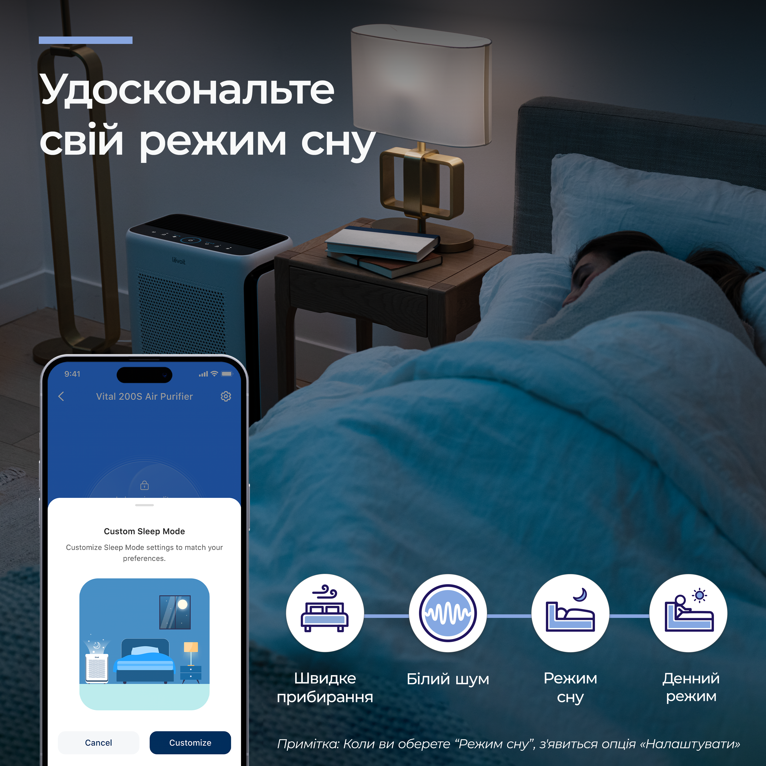 Очисник Levoit Vital 200S Pro Smart, 88 м², 416 м³/год, Wi-FI, справжній HEPA-фільтр 3 в 1, активоване вугілля, датчик якості повітря, автоматичний режим, сенсорний екран панелі керування