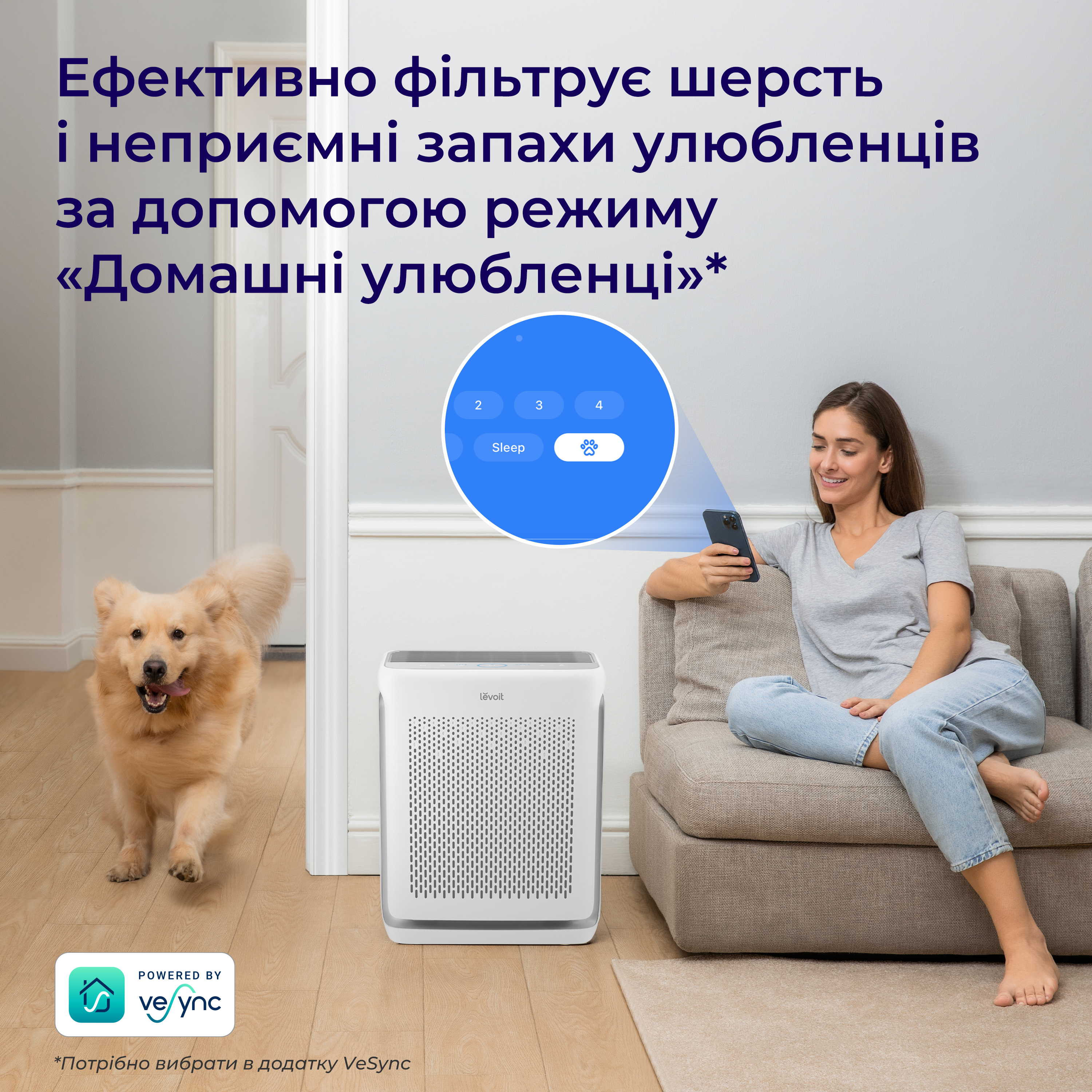 Очисник Levoit Vital 200S Pro Smart, 88 м², 416 м³/год, Wi-FI, справжній HEPA-фільтр 3 в 1, активоване вугілля, датчик якості повітря, автоматичний режим, сенсорний екран панелі керування