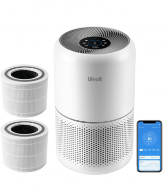 Очищувач повітря Smart Levoit Core 300S Plus White, 50 м², 240 м³/год, Wi-Fi, справжній HEPA-фільтр 3 в 1, активоване вугілля, датчик якості повітря, автоматичний режим, сенсорний екран панелі керування,+ додатковий фільтр