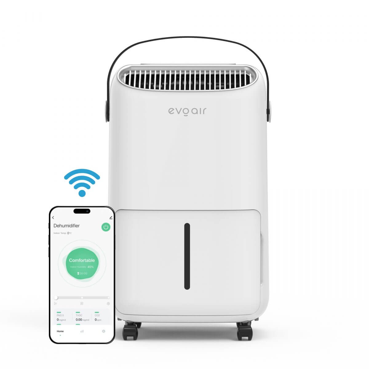 Осушувач повітря EvoAir NovaDry 12 Smart 12л/24год датчик вологості іонізація УФ-лампа сушіння одягу білий колір, чорний ремінець