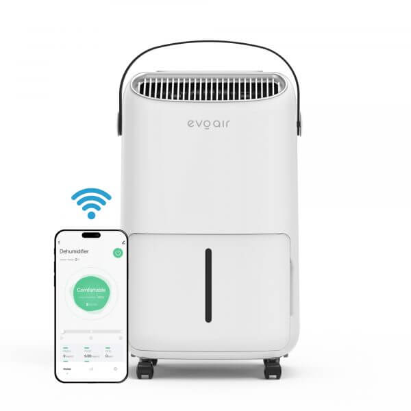 Осушувач повітря EvoAir NovaDry 12 Smart 12л/24год датчик вологості іонізація УФ-лампа сушіння одягу білий колір, чорний ремінець