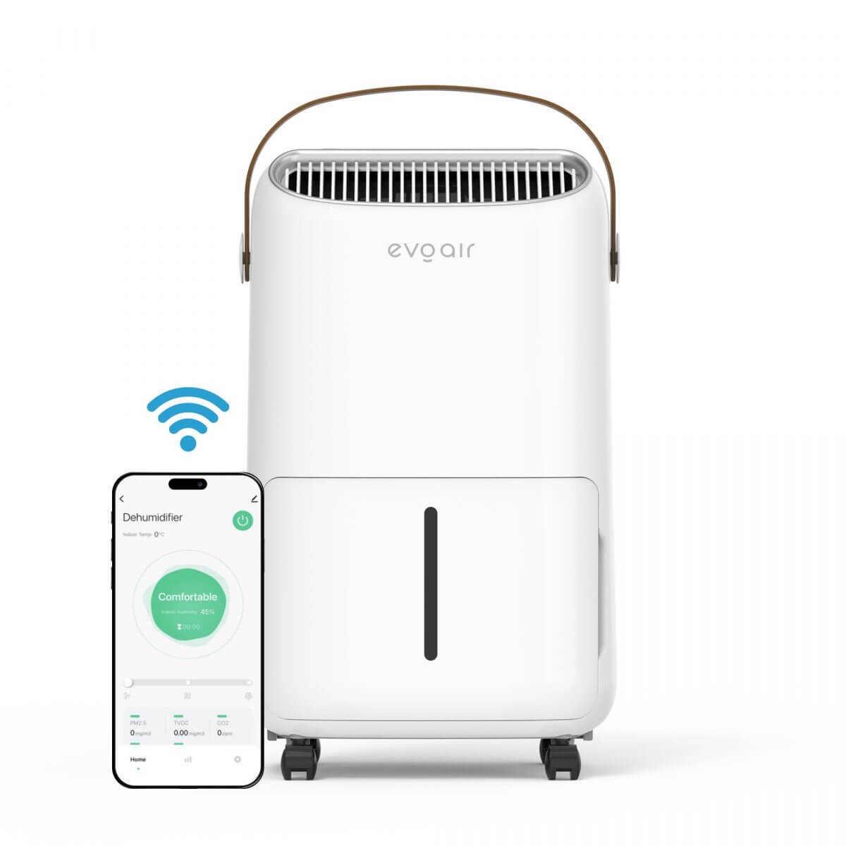 Осушувач повітря EvoAir NovaDry 12 Smart 12л/24год датчик вологості іонізація УФ-лампа сушіння одягу резервуар 2,5л білий, кремовий ремінець