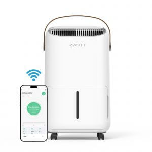 Осушувач повітря EvoAir NovaDry 12 Smart 12л/24год датчик вологості іонізація УФ-лампа сушіння одягу резервуар 2,5л білий, кремовий ремінець
