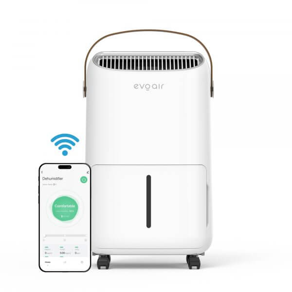 Осушувач повітря EvoAir NovaDry 12 Smart 12л/24год датчик вологості іонізація УФ-лампа сушіння одягу резервуар 2,5л білий, кремовий ремінець