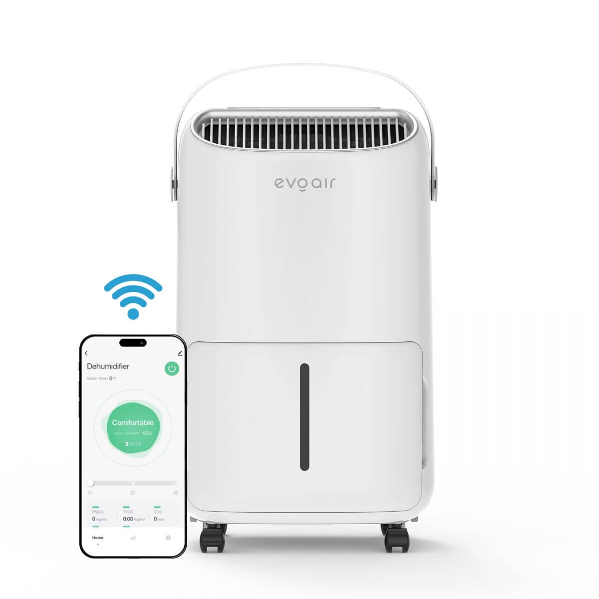 Осушувач повітря EvoAir NovaDry 12 Smart 12л/24год датчик вологості іонізація УФ-лампа сушіння одягу резервуар 2,5л білий, кремовий ремінець