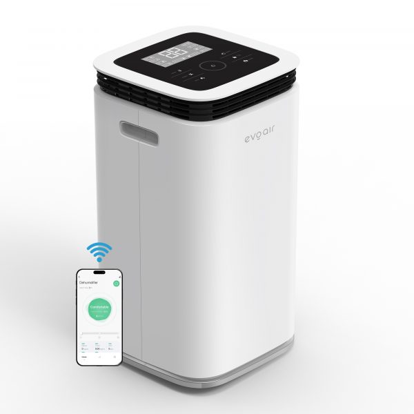 Осушувач повітря Evoair, FlexyDry 12 Smart, 12 л/24 год, датчик вологості, функція іонізації, сушіння білизни, резервуар 2,2 л