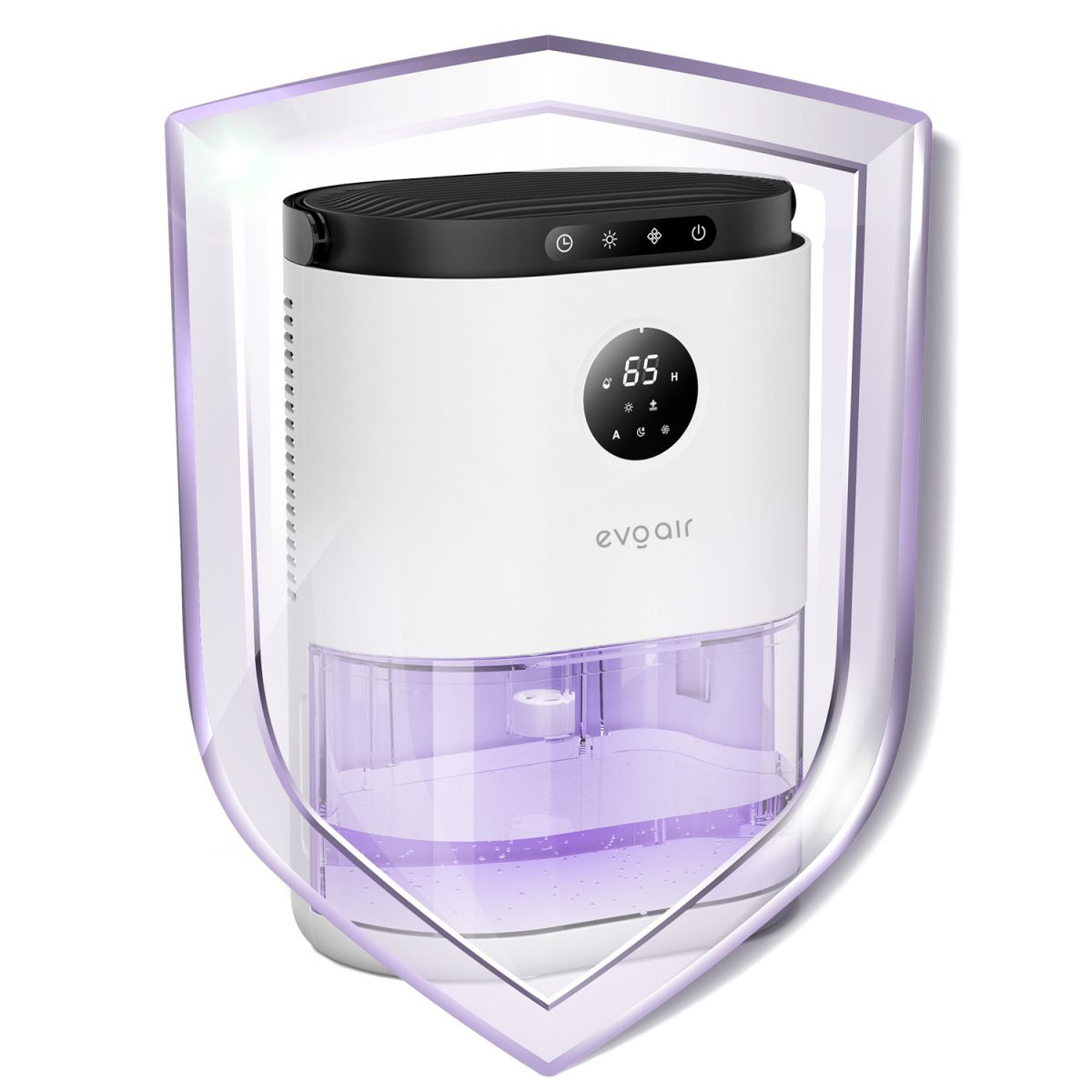 Осушувач повітря Evoair HUMIX560, 560 мл/24 год, безшумний, датчик вологості, 3 режими роботи, 7-кольорове підсвічування