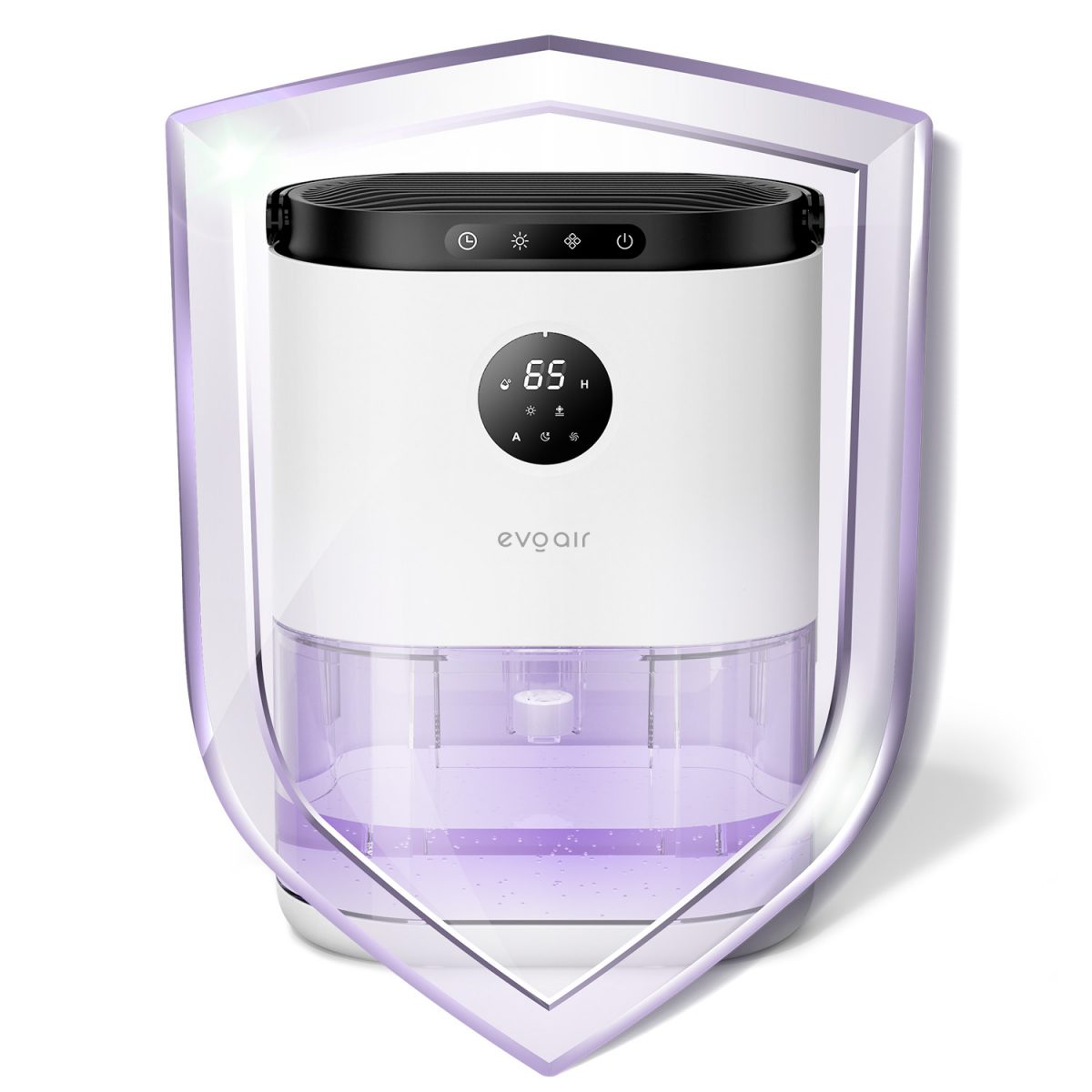 Осушувач повітря Evoair HUMIX560, 560 мл/24 год, безшумний, датчик вологості, 3 режими роботи, 7-кольорове підсвічування