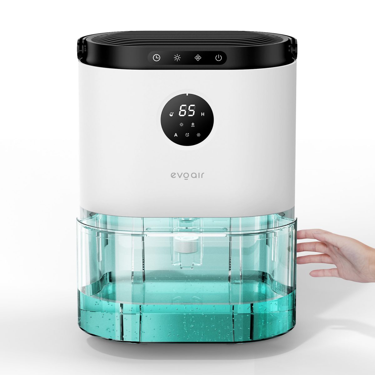 Осушувач повітря Evoair HUMIX560, 560 мл/24 год, безшумний, датчик вологості, 3 режими роботи, 7-кольорове підсвічування